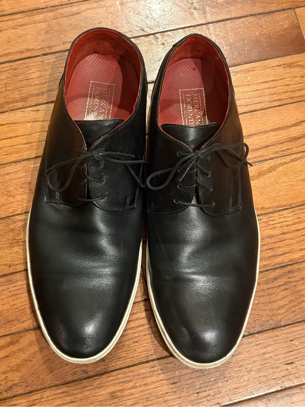 Men's MERCANTI FIORENTINI Black Leather Fashion Lace Up Sneakers Shoes 12